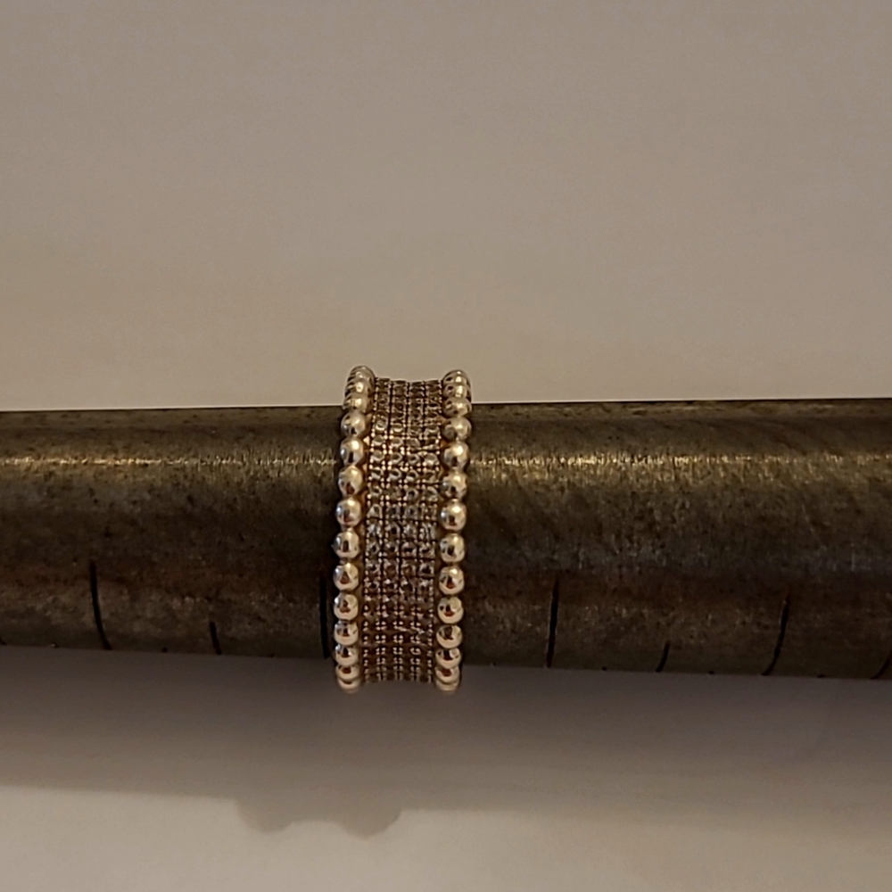 Solid sterling silver ring, eternity band with pave C/Z all around.